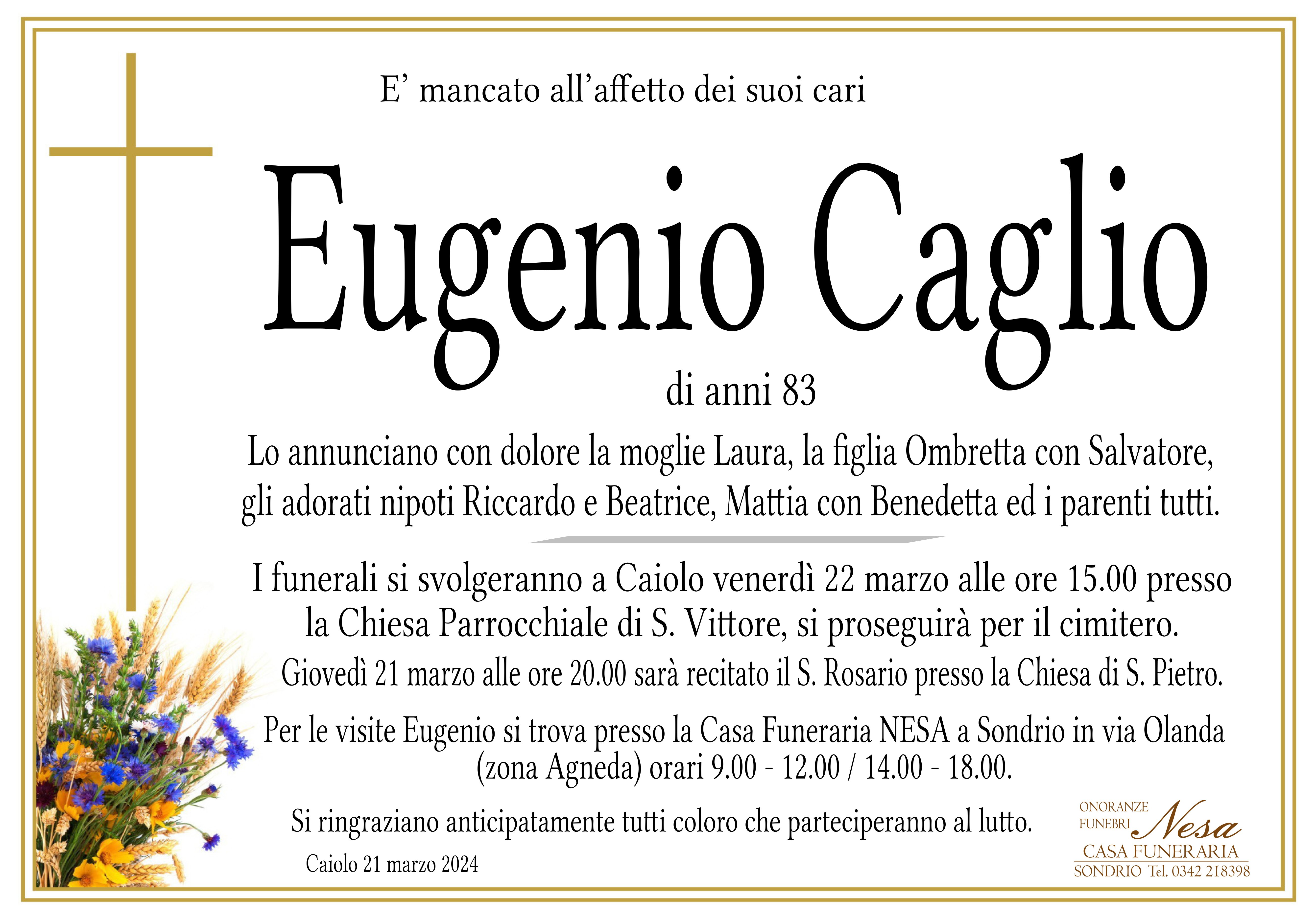 Necrologio Eugenio Caglio